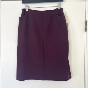 NWT Vintage Jones New York 100%‎ Wool Pencil Skirt Women's Size 10 Brown Purple